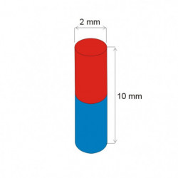 Neodymový magnet válec pr.2x10 Z 80 °C, VMM4-N35