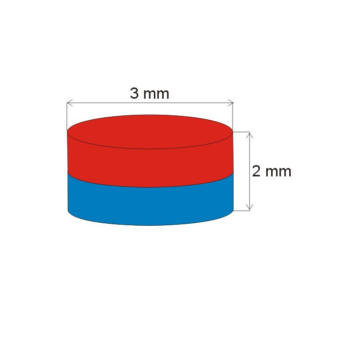 Neodymový magnet válec pr.3x2&nbsp_N 80 °C, VMM4-N30