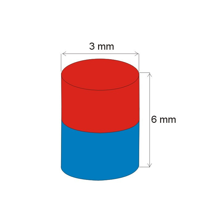 Neodymový magnet válec pr.3x6&nbsp_N 80 °C, VMM4-N30