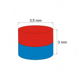 Neodymový magnet válec pr.3,5x3 N 80 °C, VMM5-N38