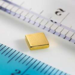 Neodymový magnet kvádr 5x5x1,2 Au 80 °C, VMM10-N50