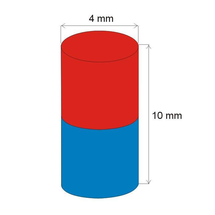 Neodymový magnet válec pr.4x10 N 80 °C, VMM8-N45