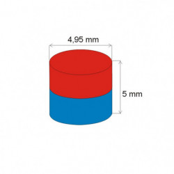 Neodymový magnet válec pr.4,95x5 N 80 °C, VMM4-N35