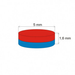 Neodymový magnet válec pr.5x1,6 Z 80 °C, VMM4-N30