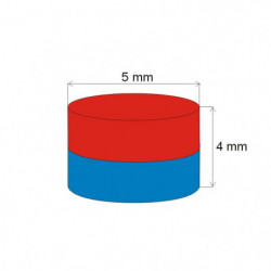 Neodymový magnet válec pr.5x4&nbsp_N 80 °C, VMM4-N35