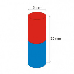 Neodymový magnet válec pr.5x25 N 80 °C, VMM8-N45