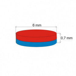 Neodymový magnet válec pr.6x0,7 N 80 °C, VMM4