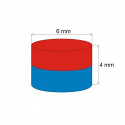 Neodymový magnet válec pr.6x4&nbsp_N 80 °C, VMM4-N35