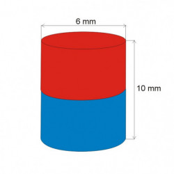 Neodymový magnet válec pr.6x10 N 80 °C, VMM6-N40