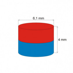 Neodymový magnet válec pr.6,1x4 N 80 °C, VMM4-N35