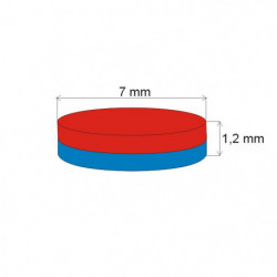 Neodymový magnet válec pr.7x1,2 N 80 °C, VMM5-N38
