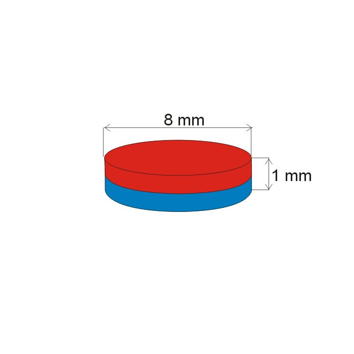 Neodymový magnet válec pr.8x1&nbsp_N 80 °C, VMM6-N40
