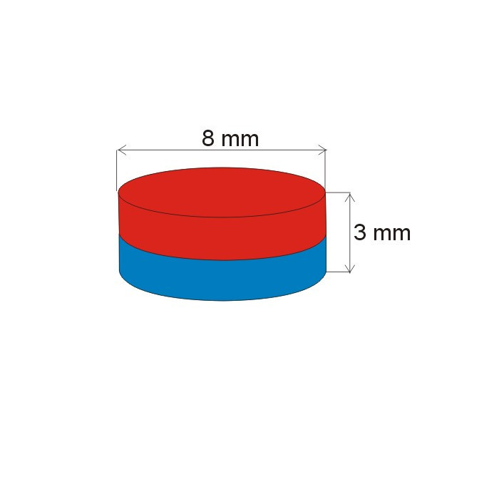 Neodymový magnet válec pr.8x3&nbsp_N 80 °C, VMM8-N45