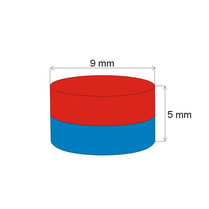 Neodymový magnet válec pr.9x5&nbsp_N 80 °C, VMM10-N50