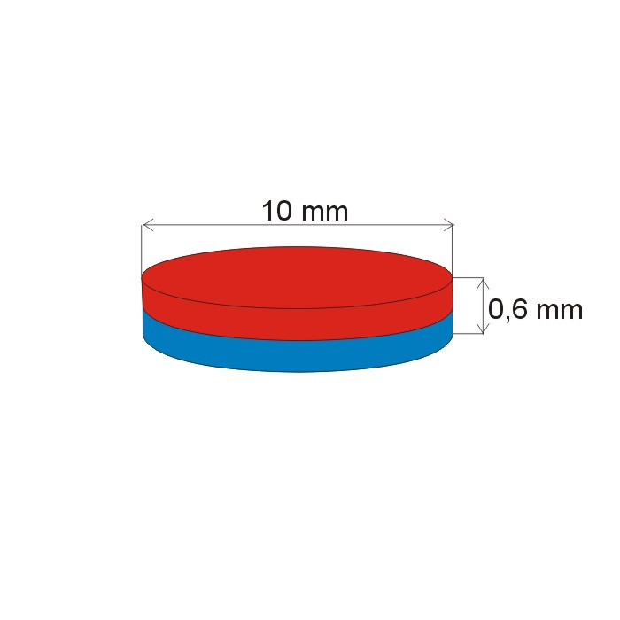 Neodymový magnet válec pr.10x0,6 N 80 °C, VMM7-N42