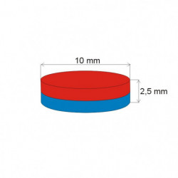 Neodymový magnet válec pr.10x2,5 N 80 °C, VMM7-N42