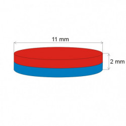 Neodymový magnet válec pr.11x2 N 80 °C, VMM4-N35