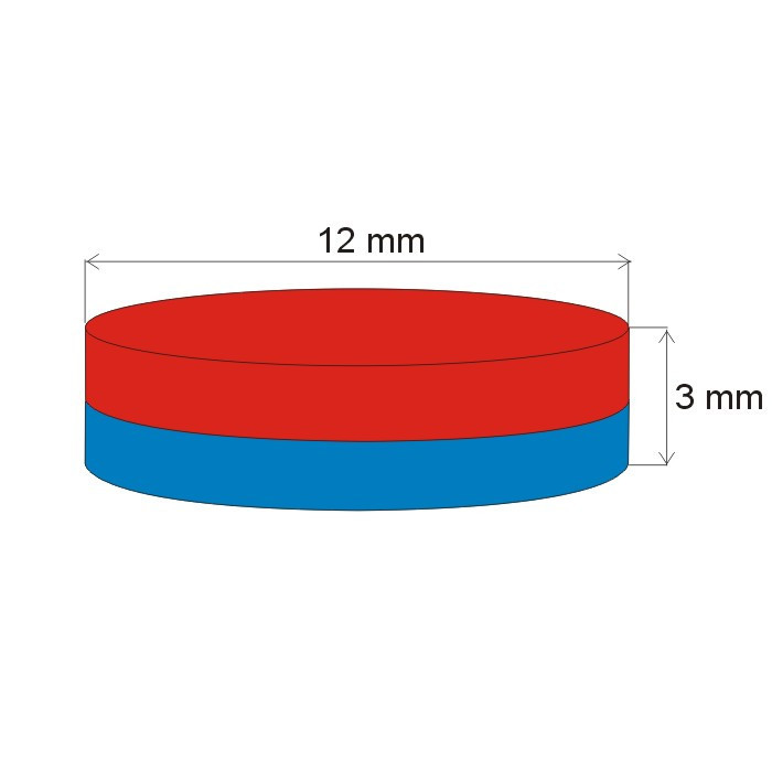 Neodymový magnet válec pr.12x3 N 80 °C, VMM4