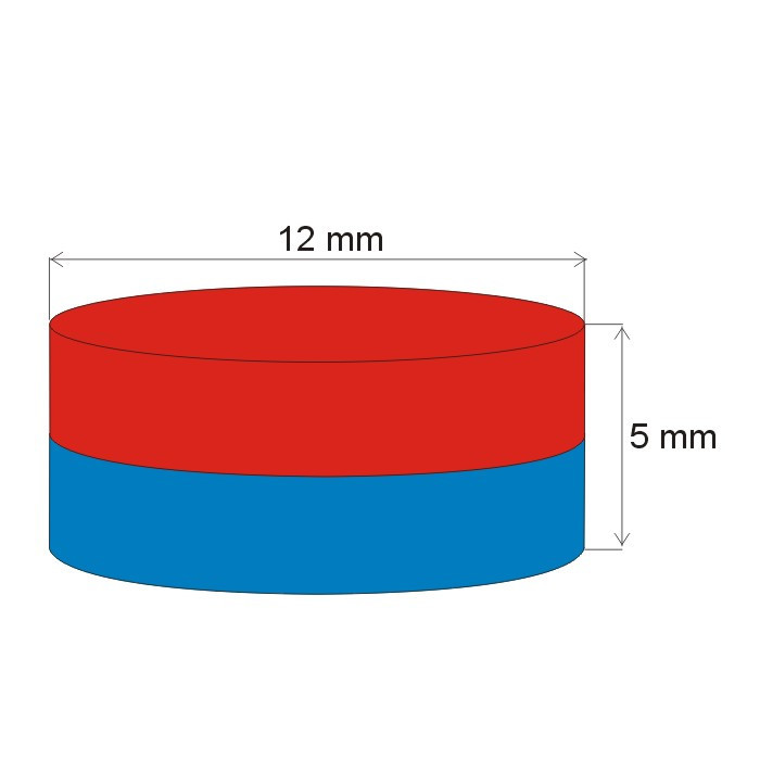 Neodymový magnet válec pr.12x5 N 80 °C, VMM4-N35