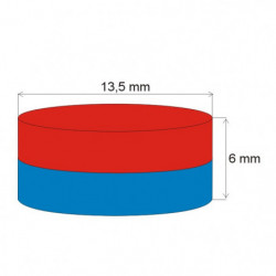 Neodymový magnet válec pr.13,5x6 N 80 °C, VMM7-N42