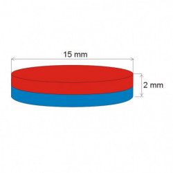 Neodymový magnet válec pr.15x2 N 80 °C, VMM4-N35