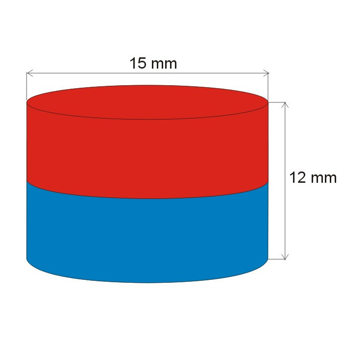 Neodymový magnet válec pr.15x12 N 80 °C, VMM4-N35