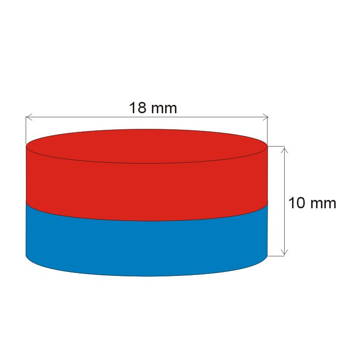 Neodymový magnet válec pr.18x10 N 80 °C, VMM5-N38