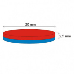 Neodymový magnet válec pr.20x2,5 N 80 °C, VMM5-N38