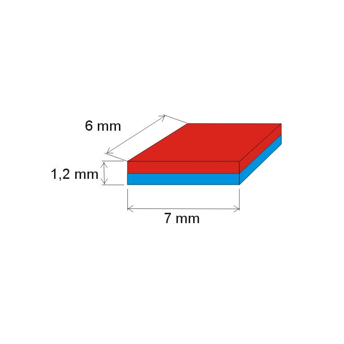 Neodymový magnet kvádr 7x6x1,2 Au 80 °C, VMM10-N50