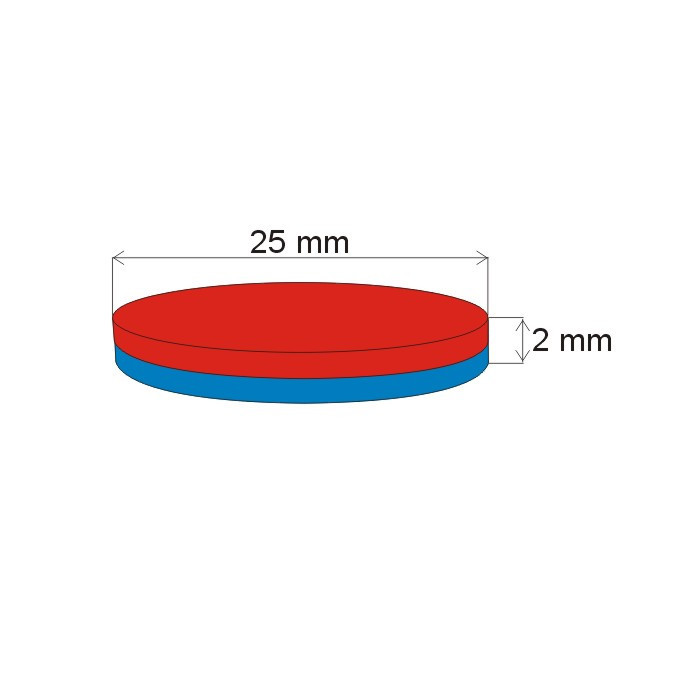 Neodymový magnet válec pr.25x2 N 80 °C, VMM4-N35