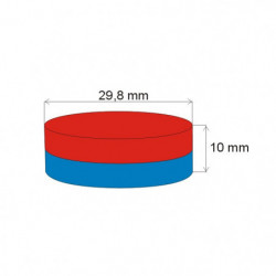 Neodymový magnet válec pr.29,8x10 N 80 °C, VMM10-N50