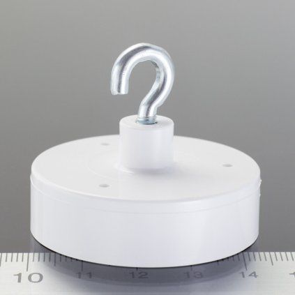 Feritová magnetická čočka s hákem o průměru 43 mm a odtrhové síle 120 N