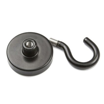 Černá neodymová magnetická čočka s hákem průměr 32 mm