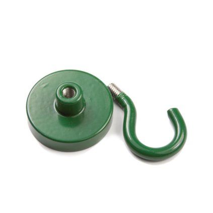 Zelený neodymový magnetický háček o průměru 32 mm a odtrhové síle 280 N