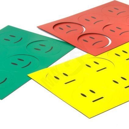Sada magnetických smajlíků o průměru 60 mm v zelené, žluté a červené barvě