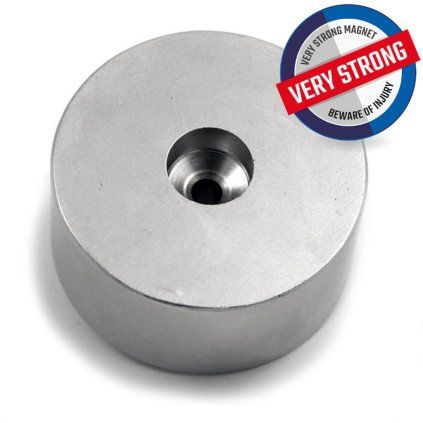 Neodymový fishing magnet s průchozí dírou o průměru 60 mm a výšce 30 mm