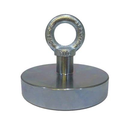 Jednostranný neodymový fishing magnet o průměru 100 mm a udávané síle 530 kg