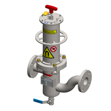 Průtokový magnetický separátor MF 50 UP se třemi výměnnými magnetickými trubicemi